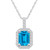 Blue Topaz (2 Ct. T.W.) and Diamond (1/4 Ct. T.W.) Halo Pendant Necklace in 14K White Gold