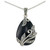Onyx (16 x 22 x 5mm) & Marcasite Teardrop 18" Pendant Necklace in Sterling Silver
