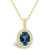 London Blue Topaz (1-5/8 Ct. T.W.) and Diamond (1/4 Ct. T.W.) Halo Pendant Necklace in 14K Yellow Gold