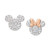 Cubic Zirconia Mickey and Minnie Mismatch Stud Earrings in Sterling Silver & 18k Rose Gold-Plate