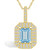 Aquamarine (1-3/8 Ct. T.W.) and Diamond (1/2 Ct. T.W.) Halo Pendant Necklace in 14K Yellow Gold