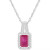 Emerald (1/2 ct. t.w.) & Diamond (1/8 ct. t.w.) Halo 18" Pendant Necklace in Sterling Silver (Also in Ruby & Sapphire)