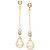 Cultured Freshwater Pearl (7x9mm) and Sliding Beaded Chain Drop Earrings in Sterling Silver, 18K Gold-Plate & 18k Rose Gold-Plate