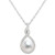 Cultured Freshwater Pearl (7mm) & Diamond (1/10 ct. t.w.) Pendant Necklace in 14k White Gold, 16" + 2" extender