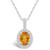Citrine (1-1/5 Ct. T.W.) and Diamond (1/4 Ct. T.W.) Halo Pendant Necklace in 14K White Gold