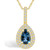 London Blue Topaz (1 Ct. T.W.) and Diamond (3/8 Ct. T.W.) Halo Pendant Necklace in 14K Yellow Gold
