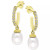 Freshwater Pearl (8 x 6mm) & Cubic Zirconia Dangle Hoop Earrings, Created for Macy's