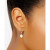 Freshwater Pearl (8 x 6mm) & Cubic Zirconia Dangle Hoop Earrings, Created for Macy's