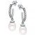 Freshwater Pearl (8 x 6mm) & Cubic Zirconia Dangle Hoop Earrings, Created for Macy's
