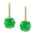 EFFY® Dyed Green Jade & Diamond (1/6 ct. t.w.) Hoop Drop Earrings in 14k Gold