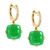 EFFY® Dyed Green Jade & Diamond (1/6 ct. t.w.) Hoop Drop Earrings in 14k Gold