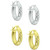 2-Pc. Set Textured Small Huggie Hoop Earrings in Sterling Silver & 18k Gold-Plate, 15mm