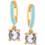 Blue Cubic Zirconia & Blue Enamel Dangle Hoop Earrings in 18k Gold-Plated Sterling Silver, Created for Macy's