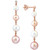 EFFY® Pink & White Cultured Freshwater Pearl (6-8mm) & Diamond (1/20 ct. t.w.) Drop Earrings in 14k Rose Gold