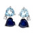 Multi-Gemstone (1-1/20 ct. t.w.) & Diamond (1/20 ct. t.w.) Double Heart Stud Earrings in 14k White Gold