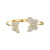 Sterling Silver 14k Gold Plated with Cubic Zirconia French Pave Butterfly Open Cuff Bangle Bracelet