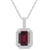 Garnet (2 Ct. T.W.) and Diamond (1/4 Ct. T.W.) Halo Pendant Necklace in 14K White Gold