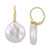 Cultured Freshwater Button Pearl (17-1/2 - 18mm) & Diamond (1/20 ct. t.w.) Leverback Drop Earrings in 14k Gold