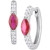 Emerald (1/2 ct. t.w.) & Diamond (1/4 ct. t.w.) Small Hoop Earrings in 14k White Gold, 0.625" (Also in Ruby & Sapphire)