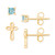 2-Pc. Set Blue Topaz Solitaire (3/8 ct. t.w.) & Cross Stud Earrings in 14k Gold-Plated Sterling Silver