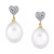 Cultured Freshwater Pearl (9mm) & Diamond (1/10 ct. t.w.) Heart Cluster Drop Earrings in 14k Gold