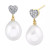 Cultured Freshwater Pearl (9mm) & Diamond (1/10 ct. t.w.) Heart Cluster Drop Earrings in 14k Gold