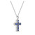 Sterling Silver Halo Birthstone Style Created Blue Sapphire and Created White Sapphire Fancy Cut Cross Pendant Necklace