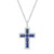 Sterling Silver Halo Birthstone Style Created Blue Sapphire and Created White Sapphire Fancy Cut Cross Pendant Necklace