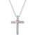Diamond Accent Heart Cross 18" Pendant Necklace in Sterling Silver & 14k Rose Gold-Plate