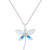 Lab-Created Opal (5x2 mm), Blue Topaz (1/10 ct. t.w.) & Diamond Accent Dragonfly Pendant Necklace in Sterling Silver, !6" + 2" extender