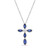 Sterling Silver Simple 1 7/8 (ct. t. w.) Created Ceylon Blue Sapphire and Created White Sapphire Marquise Bezel Set Cross Pendant Necklace