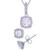 2-Pc. Set White & Pink Cubic Zirconia Square Halo Pendant Necklace & Matching Stud Earrings in Sterling Silver