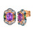 Multi-Gemstone (4-1/2 ct. t.w.) & Nude Diamond (7/8 ct. t.w.) Halo Cluster Statement Stud Earrings in 14k Rose Gold