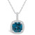 London Blue Topaz (2-3/4 Ct. T.W.) and Diamond (1/4 Ct. T.W.) Halo Pendant Necklace in 14K White Gold