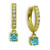Clear & Blue Cubic Zirconia Dangle Drop Huggie Hoop Earring in 18k Gold Plated Sterling Silver