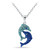 Crystal Two Dolphin Pendant Sterling Silver Necklace
