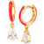 Cubic Zirconia & Red Enamel Dangle Hoop Earrings in 18k Gold-Plated Sterling Silver, Created for Macy's