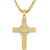 Men's Diamond Cross 22" Pendant Necklace (1 ct. t.w.) Stainless Steel & Gold-Tone Ion-Plate