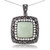 Jade (11 x 11mm) & Marcasite Square Pendant on 18" Chain in Sterling Silver