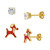 2-Pc. Set Lab-Created White Sapphire (3/4 ct. t.w.) & Enamel Reindeer Stud Earrings in 14k Gold-Plated Sterling Silver