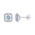 Blue Topaz (1 ct. t.w.) and Diamond Accent Halo Square Stud Earrings in 10k White Gold