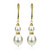 White Cultured Pearl (16 mm) Dangle Earrings in 14k Yellow Gold