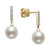 Cultured Freshwater Pearl (8mm) & Diamond (1/6 ct. t.w.) Drop Earrings in 14k Gold, Created for Macy's