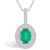 Emerald (1-1/5 Ct. t.w.) and Diamond (1/2 Ct. t.w.) Halo Pendant Necklace