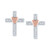 Diamond Accent Cross Stud Earrings in Sterling Silver & Rose Gold-Plate