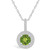Peridot (1-1/2 Ct. T.W.) and Diamond (3/8 Ct. T.W.) Halo Pendant Necklace in 14K White Gold