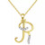 Diamond Fancy Initial 18" Pendant Necklace (1/10 ct. t.w.) in 14k Gold-Plated Sterling Silver