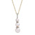 Cultured Freshwater Pearl with Diamond Graduated Pendant Necklace in 14K Yellow Gold