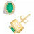 Emerald (1 Ct. t.w.) and Diamond (1/4 Ct. t.w.) Halo Stud Earrings