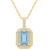 Aquamarine (1-3/8 Ct. T.W.) and Diamond (1/4 Ct. T.W.) Halo Pendant Necklace in 14K Yellow Gold